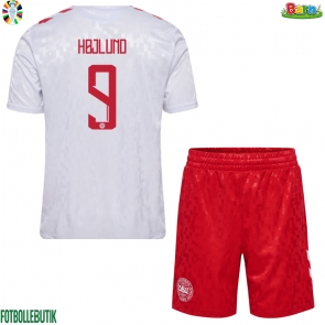 Danmark Rasmus Hojlund #9 Bortaställ Barn EM 2024 Kortärmad (+ Korta byxor)